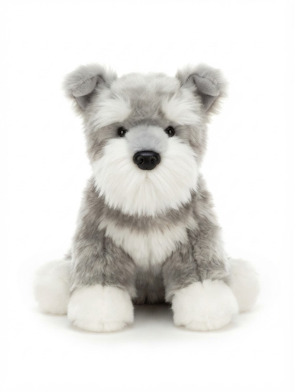 Douglas Cuddle Toy Arnold Miniature Schnauzer Gray White Plush 10”